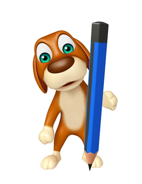 Dog cartoon character  with pencil — Stock Photo, Image