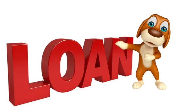 Dog cartoon character  with loan — Stock Photo, Image