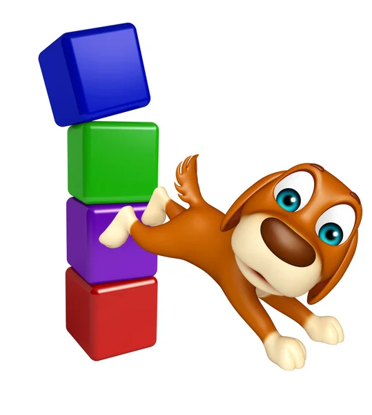 Fun Dog cartoon character  with level — Stock Photo, Image