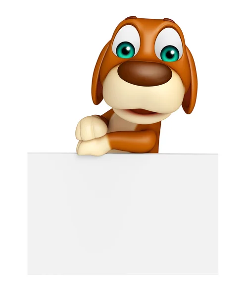 Roztomilý pes kreslená postava s bílou tabuli — Stock fotografie