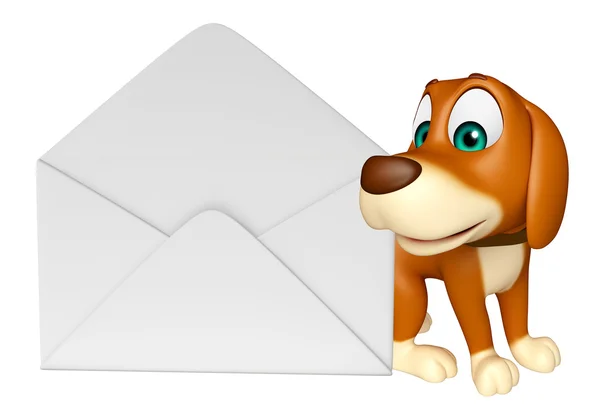 Fun Dog cartoon character  with mail — Stock Photo, Image