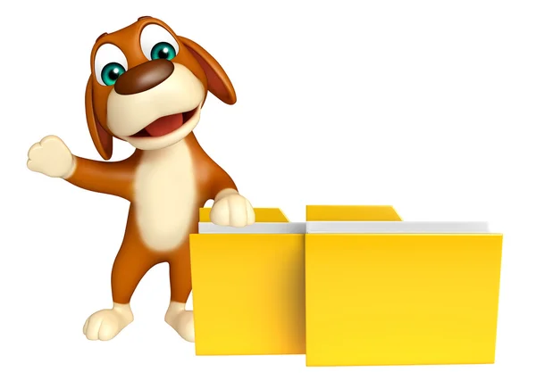 Lindo perro personaje de dibujos animados con carpeta —  Fotos de Stock