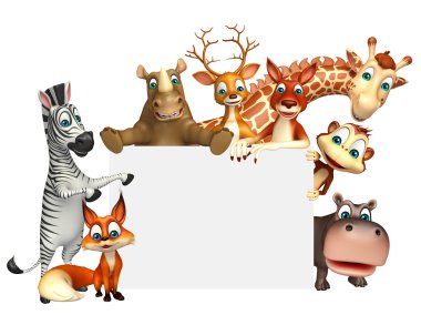 Beyaz tahta ile vahşi hayvan 3D render çizimi
