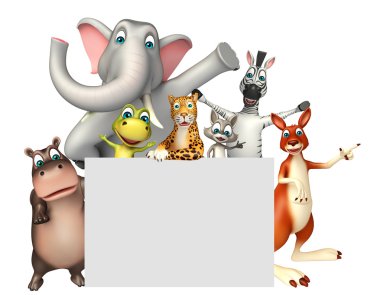 Beyaz tahta ile vahşi hayvan 3D render çizimi