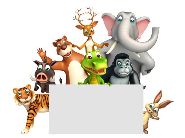 Beyaz tahta ile vahşi hayvan 3D render çizimi