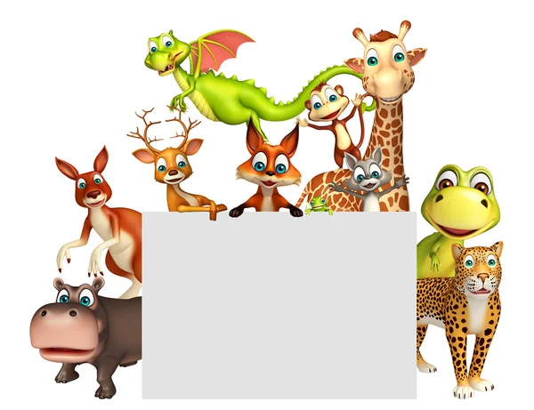 Beyaz tahta ile vahşi hayvan 3D render çizimi