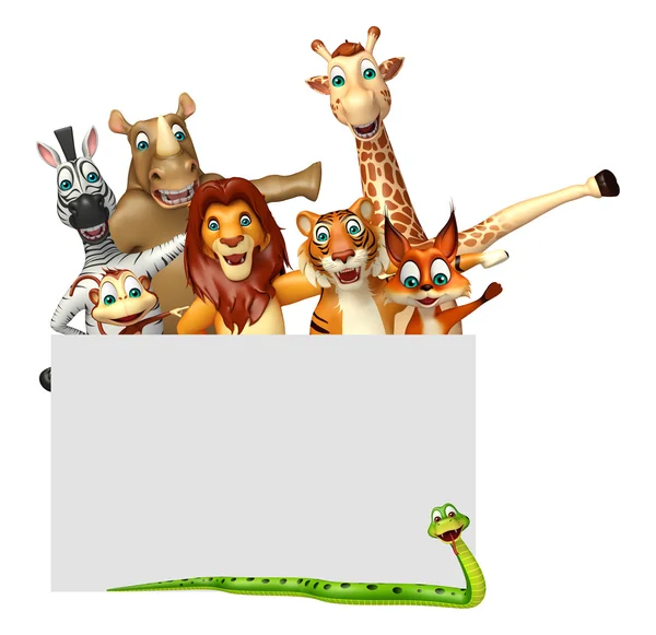 3d rendered illustration of wild animal with white board — Stock Photo, Image