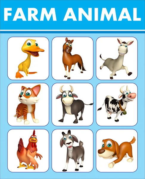 Carta de animales de granja — Foto de Stock