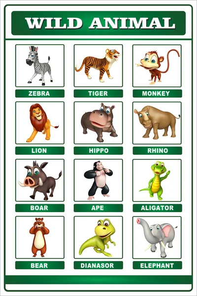 Carta de animales salvajes — Foto de Stock