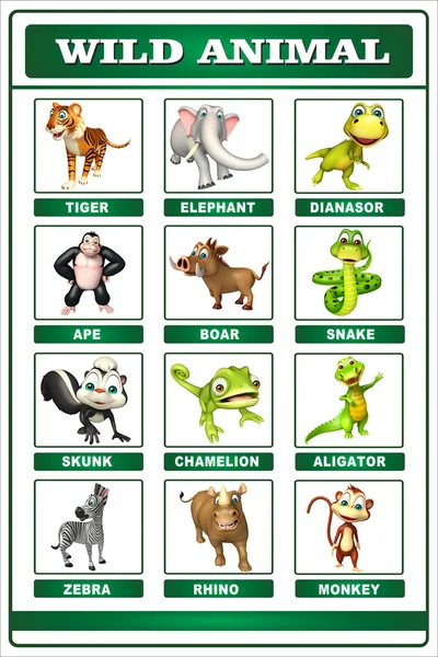 Group of wild animal chart — Stock Photo, Image