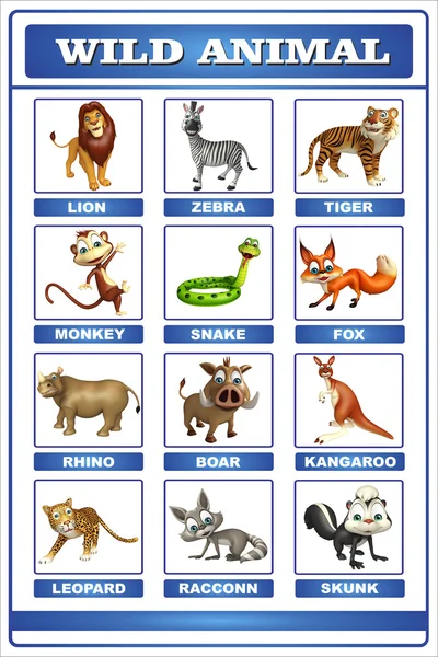 Group of wild animal chart — Stock Photo, Image