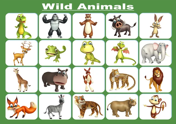Vahşi hayvan grafik grup — Stok fotoğraf