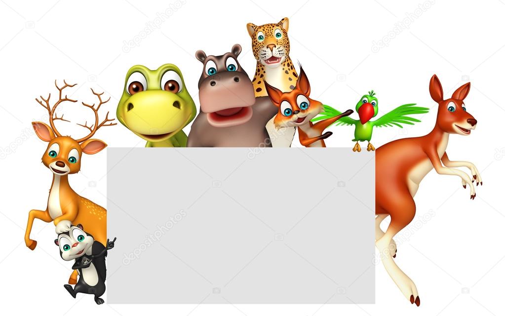 3d rendered illustration of wild animal with white board