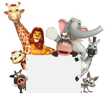 Beyaz tahta ile vahşi hayvan 3D render çizimi