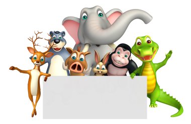 Beyaz tahta ile vahşi hayvan 3D render çizimi