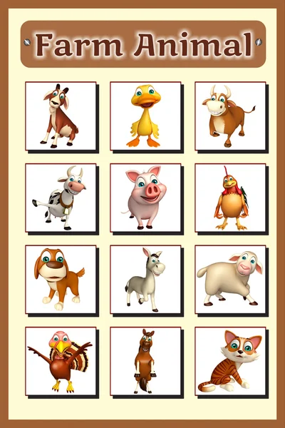 Carta de animales de granja — Foto de Stock