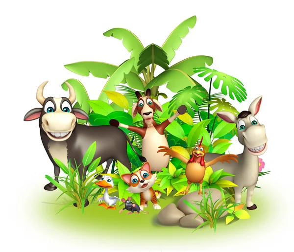 Groep van landbouwhuisdieren — Stockfoto