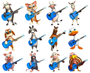  gitar ile çiftlik hayvanı