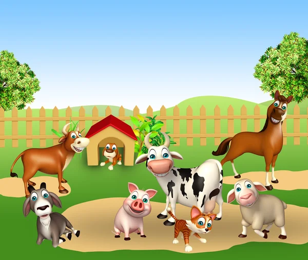 Grupp av djur på gården — Stockfoto