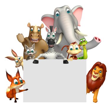 Beyaz tahta ile vahşi hayvan 3D render çizimi