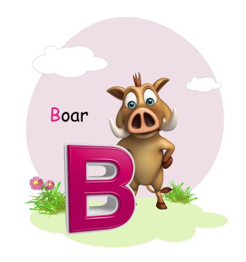 Yaban domuzu vahşi hayvanla alphabate