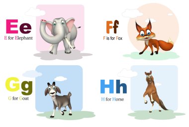 Fil, Fox, keçi ve at ile Alphabate