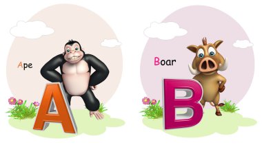 Maymun ve domuz Alphabate ile