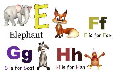 Fil, Fox, keçi ve tavuk ile Alphabate