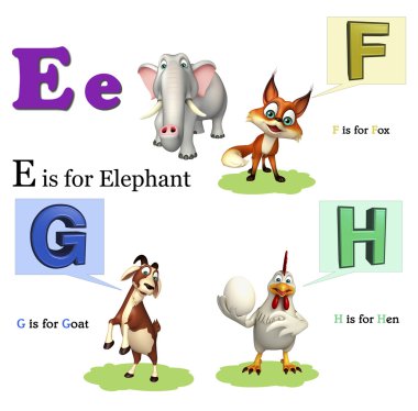 Fil, Fox, keçi, Alphabate tavuk