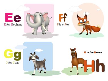 Fil, Fox, keçi ve at ile Alphabate