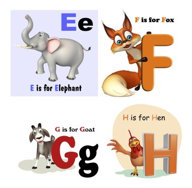 Fil, Fox, keçi ve tavuk ile Alphabate