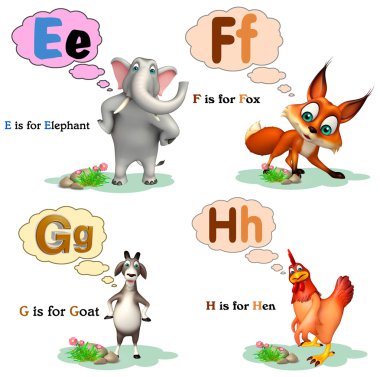 Fil, Fox, keçi ve tavuk ile Alphabate
