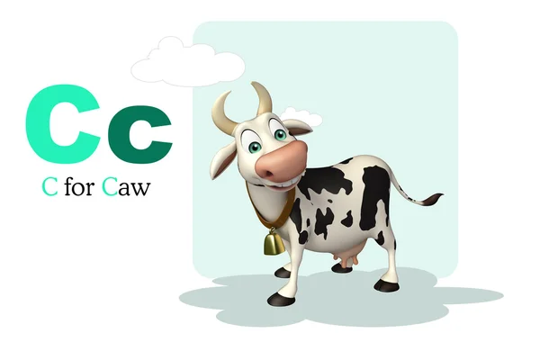 CAW djur på gården med alphabate — Stockfoto