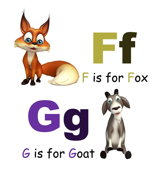 Fox and Goat with Alphabate — Stock Photo, Image