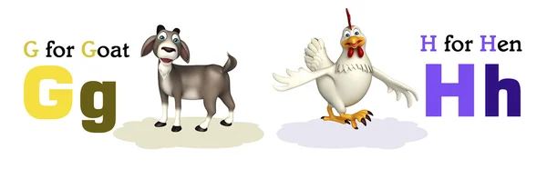Ziege und Henne mit Alphabet — Stockfoto