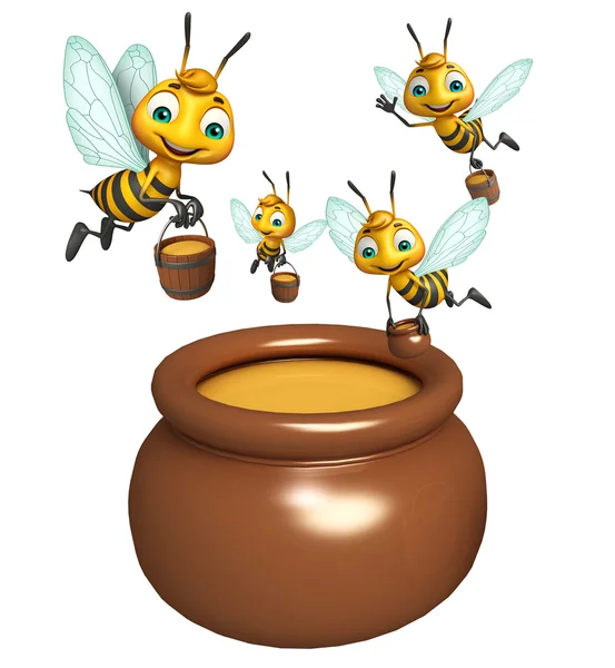 Bee med honey pot — Stockfoto