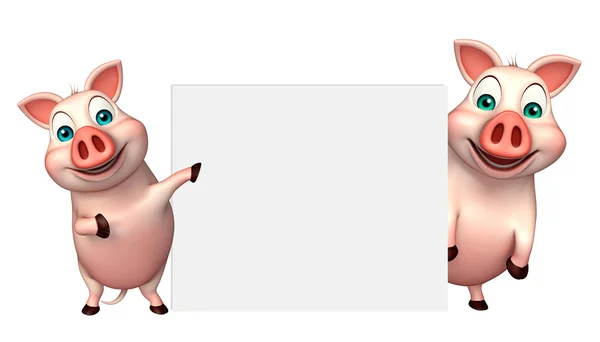 Коллекция свиней с белой доской — стоковое фото