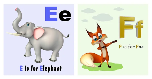 Elefante y zorro con alfabeto —  Fotos de Stock