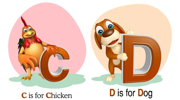 Csirke- és kutya-val Alphabate — Stock Fotó