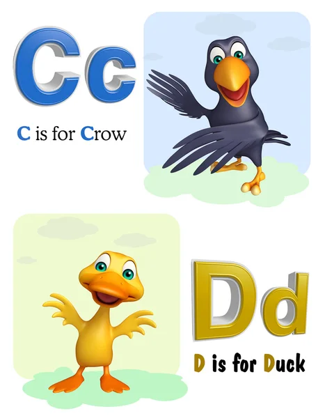 Krähen und Enten mit Alphabet — Stockfoto