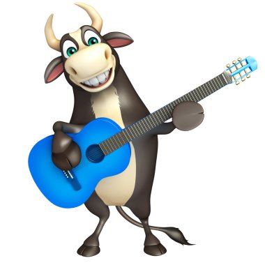 Bull çizgi film karakteri gitar ile  