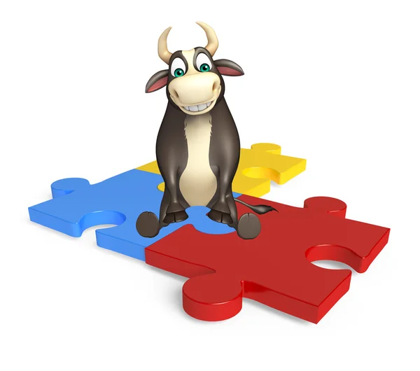 Bulle Cartoon-Figur mit Puzzle — Stockfoto