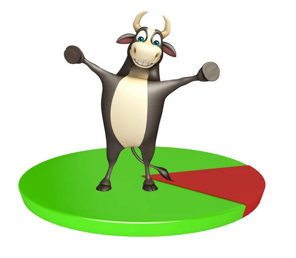 Bull kreslená postava se symbolem kruhu — Stock fotografie