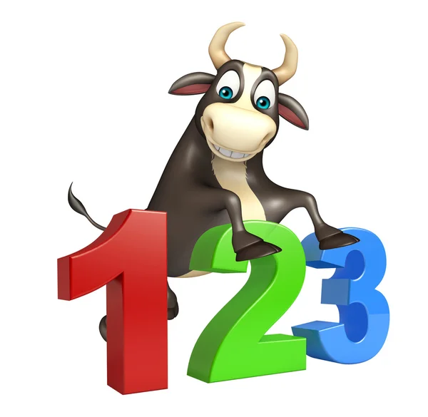 公牛的卡通人物以 123 号 — 图库照片