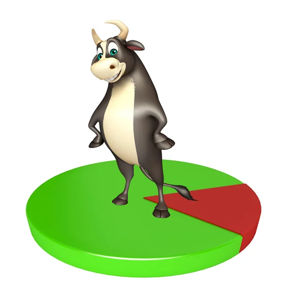 Bull cartoon character with circle sign — Stock Photo, Image