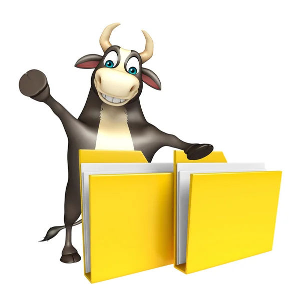 Bull χαρακτήρα κινουμένων σχεδίων με φάκελο — Φωτογραφία Αρχείου