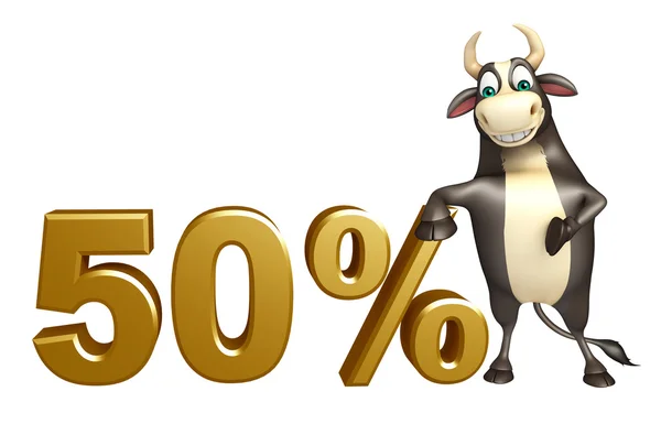 Bull seriefiguren med 50% tecken — Stockfoto