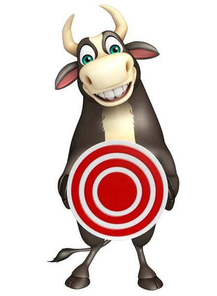 Stier-Cartoon-Figur mit Zielschild — Stockfoto