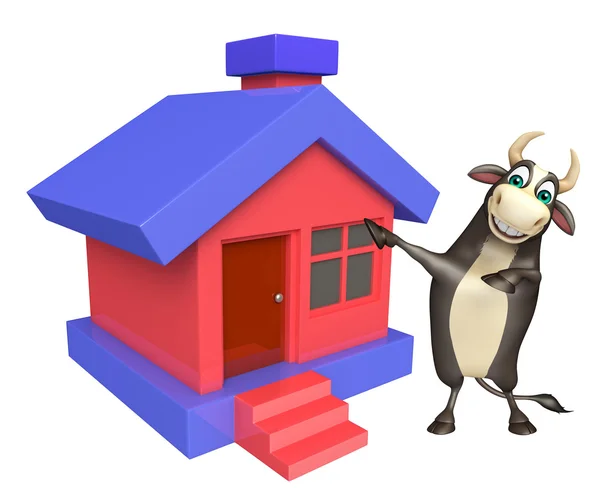 Toro personaje de dibujos animados con el hogar — Foto de Stock