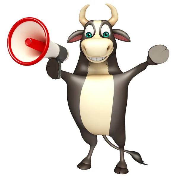 Bull χαρακτήρα κινουμένων σχεδίων με loudseaker — Φωτογραφία Αρχείου